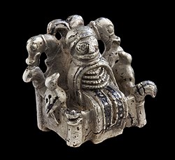 Statuette of Odin on his throne flanked by Huginn and Muninn, Lejre, Denmark (10th c.)