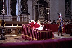 Paul VI's body in the Vatican after his death