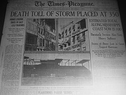 Front page of the Times-Picayune newspaper in New Orleans, Louisiana on October 2, just a few days after the hurricane made landfall