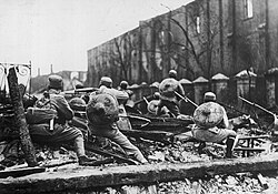 Chinese troops hold defensive positions in Shanghai, January 1932.