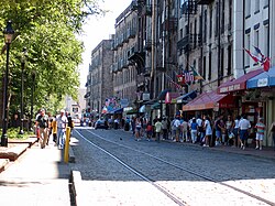 Savannah's River Street is a popular tourist destination.