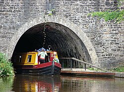 Southern portal of the 421 m-long (1,381 ft) Chirk canal tunnel, Wales
