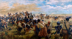 Brazilian infantry repelling an Argentine cavalry charge at Passo do Rosário, by José Wasth Rodrigues