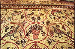 Armenian Birds Mosaic from Jerusalem with Armenian language and alphabet