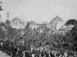 Public demonstration during Young Turk Revolution in the Sultanahmet district of Constantinople, 1908