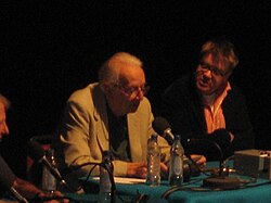 Humphrey Lyttelton and producer Jon Naismith at the 2005 Edinburgh Fringe