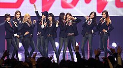 Girls' Generation promoting "Mr.Mr" on M Countdown