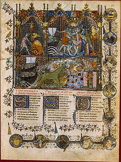 Miniature from a 14th-century manuscript of Le Roman de Troie.