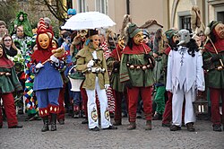 Reitenderle, der Grundholde, Hudelmale, Schnarragagges; popular Fasnet characters from Kisslegg im Allgäu, Swabia, Germany