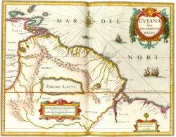 A map of Dutch Guiana by Hendrik Hondius I, 1638