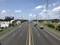 US 1 northbound past I-287 in Edison Township