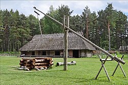 A traditional farmhouse built in the Estonian vernacular style
