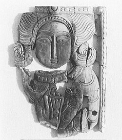 Ivory (circa 8th century) discovered in the Abbasid homestead in Humeima, Jordan. The style indicates an origin in northeastern Iran, the base of Hashimiyya military power.[192]