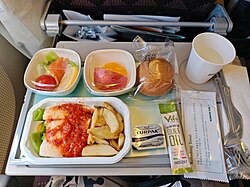 A meal served in Korean Air's Economy Class