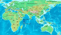 Map of the Eastern Hemisphere in 200 BC, the beginning of the second century BC.