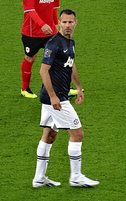 Giggs playing against his hometown club, Cardiff City, for the first time in November 2013