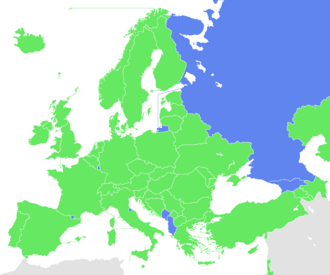 Map of UEFA associations whose teams reached the group stage/league stage of the UEFA Conference League UEFA member association that has been represented in the group stage/league phase UEFA member association that has not been represented in the group stage/league phase Not a UEFA member