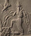 Detail of Enki from the Adda Seal, an ancient Akkadian cylinder seal dating to circa 2300 BC