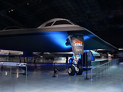 Restored B-2 Spirit full-scale test unit on display at the National Museum of the United States Air Force