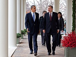 Erdoğan and Barack Obama in White House, 7 December 2009
