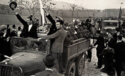 Bulgarian troops entering Vardar Macedonia in southern Yugoslavia, April 1941
