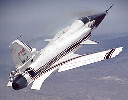 X-29 with aft control surfaces deflected