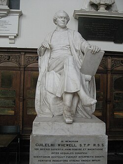 White marble statue of William Whewell