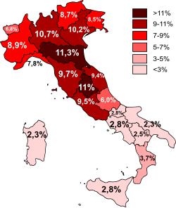 Foreign residents as a percentage of the regional population (2011 census)