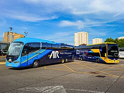 Scottish Citylink AIR & 900 route-branded coaches at Buchanan Bus Station, Glasgow.