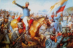 Paso de Vencedores by Francisco Antonio Cano shows General José María Córdova leading the 2nd Colombian division into their assault.