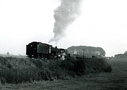 A demolition train during the dismantling of the Salisbury and Dorset Line in 1965