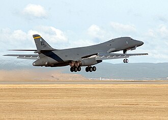 A B-1B Lancer lifts off from Ellsworth Air Force Base, one of South Dakota's largest employers.