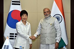 Park meeting Indian Prime Minister Narendra Modi on the sidelines of the 14th ASEAN-India Summit