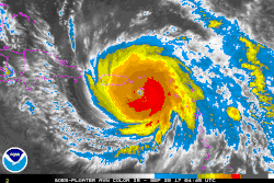 Infrared satellite animation of Hurricane Maria making landfall in Puerto Rico