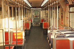 The interior of a Broad Street Line train