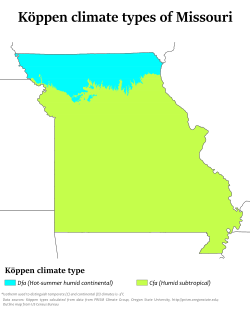 Köppen climate types of Missouri