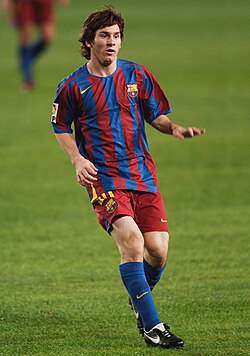 Messi playing against Málaga in 2005