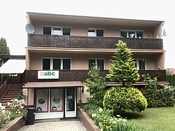 An ABC convenience store located in the Kocievian village of Nicponia, Poland, 2024