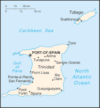 A map of Trinidad and Tobago