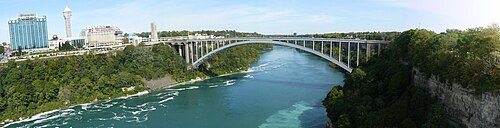 The Rainbow Bridge, connecting New York to Canada nearby Niagara Falls.