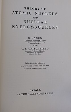 Title page of a 1949 copy of "Theory of Atomic Nucleus and Nuclear Energy-Sources"