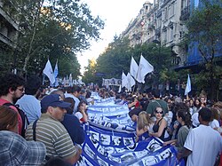 Flag, with images of those who disappeared, during a demonstration in Buenos Aires to commemorate the 35th anniversary of the 1976 coup in Argentina