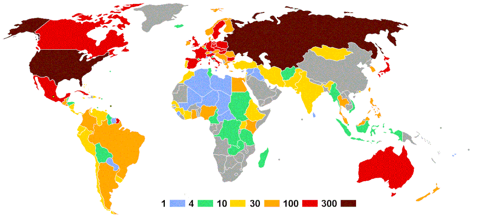 Number of athletes per country