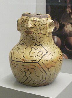 Shipibo pottery in the Museo de América, Madrid, Spain