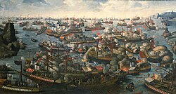 The Battle of Lepanto, 1571, ended in victory for the European Holy League against the Ottoman Turks.