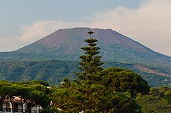 Mt. Vesuvius, a stratovolcano, Gulf of Naples.