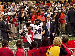 Ed Reed celebrates following victory.