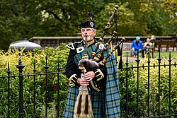 The bagpipes are an instrument largely associated with Scotland, and an early example of popular Scottish music