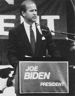 Biden speaks at a campaign event in 1987.