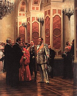 William allowed Frederick few official duties, such as attending balls and socializing with dignitaries (painting by Anton von Werner).